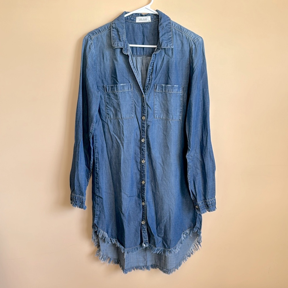 EUC Bella Dahl Distressed “Denim” Shirt Dress Size M